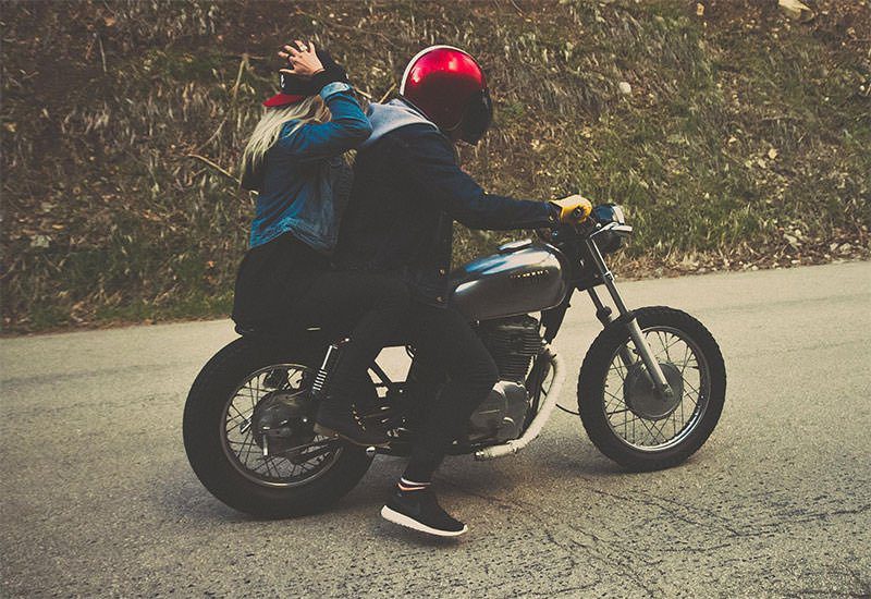 Passenger on a motorcycle