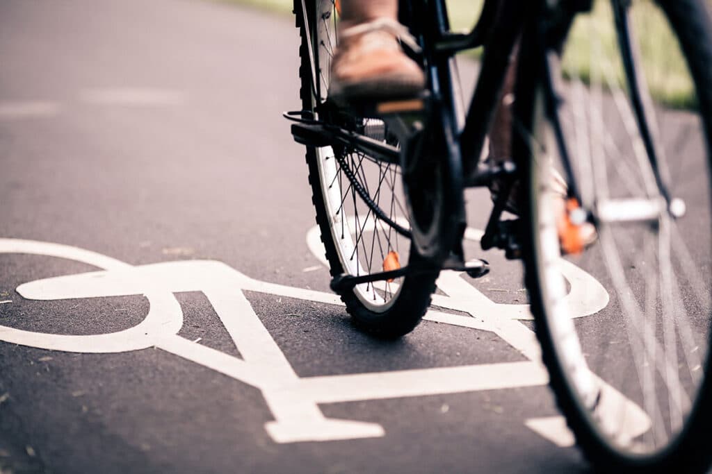 Biking on sidewalk in Texas